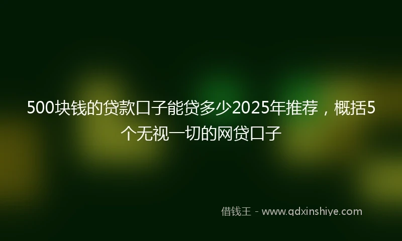 500块钱的贷款口子能贷多少2025年推荐，概括5个无视一切的网贷口子