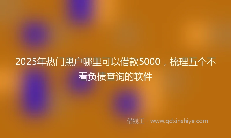 2025年热门黑户哪里可以借款5000，梳理五个不看负债查询的软件