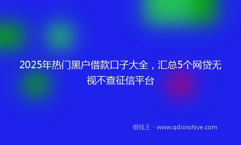 2025年热门黑户借款口子大全，汇总5个网贷无视不查征信平台
