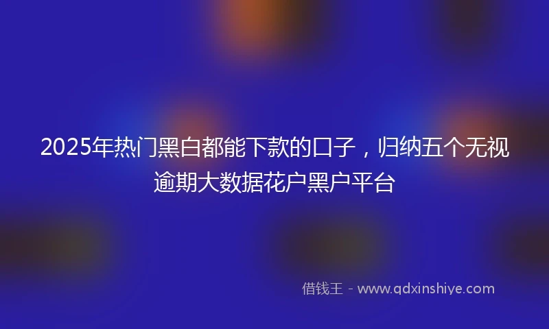 2025年热门黑白都能下款的口子，归纳五个无视逾期大数据花户黑户平台