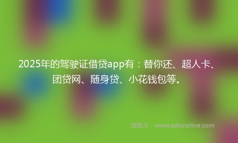2025年的驾驶证借贷app有：替你还、超人卡、团贷网、随身贷、小花钱包等。
