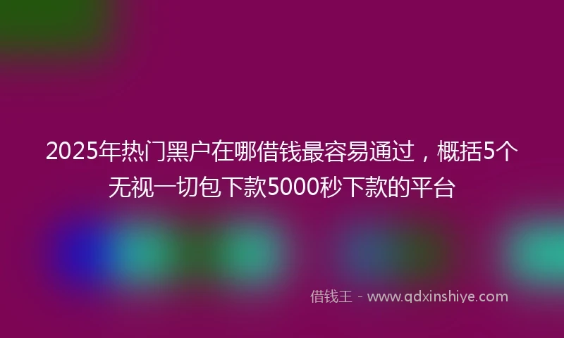 2025年热门黑户在哪借钱最容易通过，概括5个无视一切包下款5000秒下款的平台