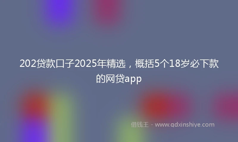 202贷款口子2025年精选，概括5个18岁必下款的网贷app
