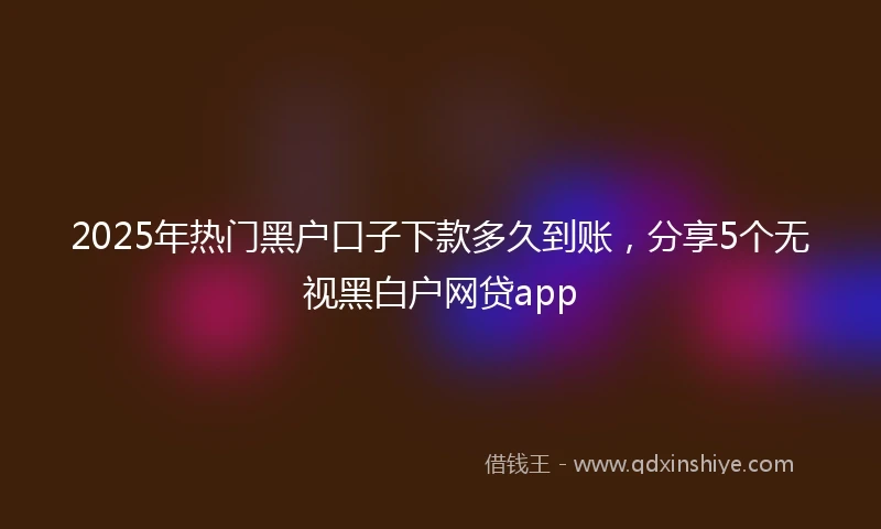 2025年热门黑户口子下款多久到账，分享5个无视黑白户网贷app