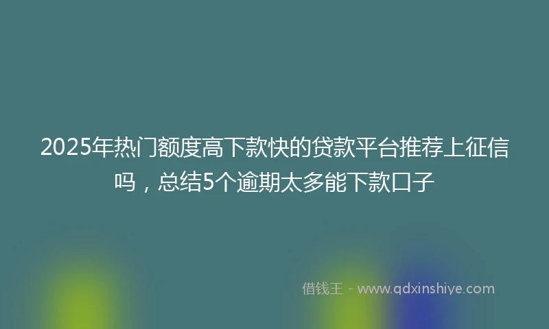 2025年热门额度高下款快的贷款平台推荐上征信吗，总结5个逾期太多能下款口子