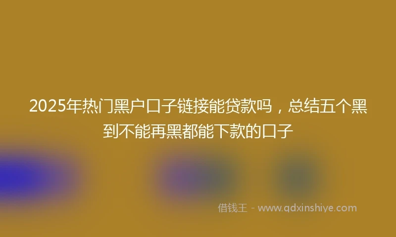 2025年热门黑户口子链接能贷款吗，总结五个黑到不能再黑都能下款的口子