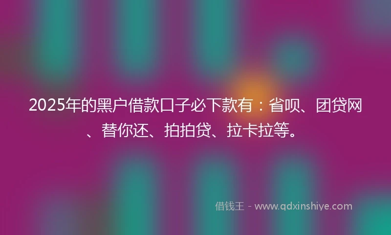 2025年的黑户借款口子必下款有：省呗、团贷网、替你还、拍拍贷、拉卡拉等。