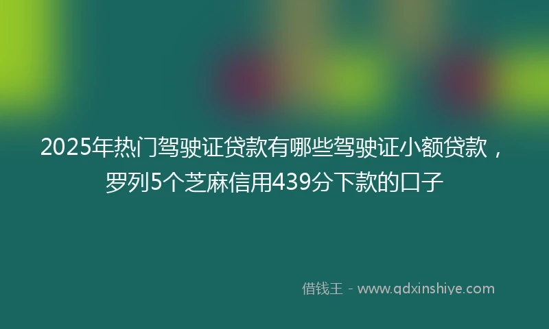 2025年热门驾驶证贷款有哪些驾驶证小额贷款，罗列5个芝麻信用439分下款的口子