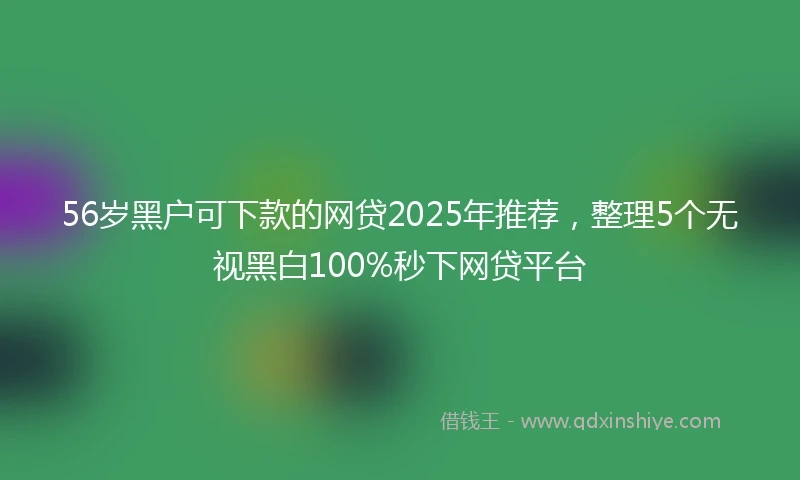 56岁黑户可下款的网贷2025年推荐，整理5个无视黑白100%秒下网贷平台