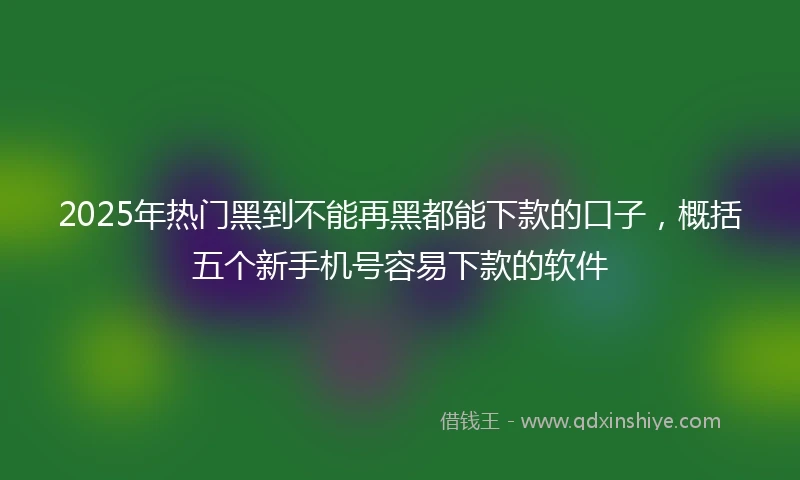 2025年热门黑到不能再黑都能下款的口子，概括五个新手机号容易下款的软件