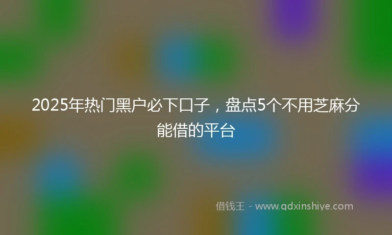 2025年热门黑户必下口子，盘点5个不用芝麻分能借的平台