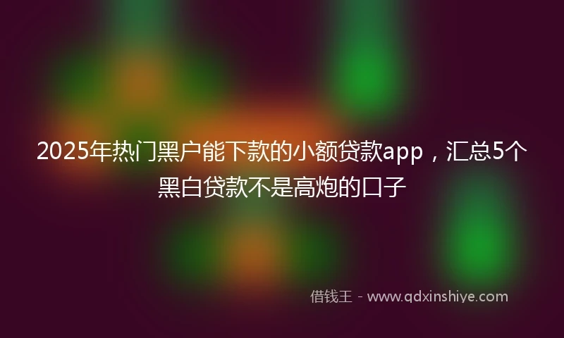 2025年热门黑户能下款的小额贷款app，汇总5个黑白贷款不是高炮的口子