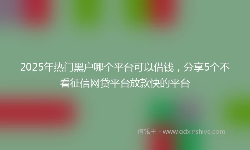 2025年热门黑户哪个平台可以借钱，分享5个不看征信网贷平台放款快的平台