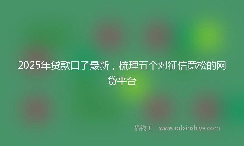 2025年贷款口子最新，梳理五个对征信宽松的网贷平台