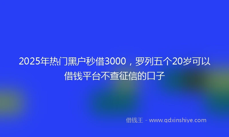 2025年热门黑户秒借3000，罗列五个20岁可以借钱平台不查征信的口子