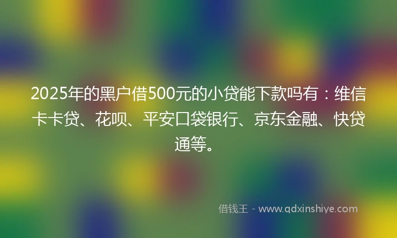 2025年的黑户借500元的小贷能下款吗有：维信卡卡贷、花呗、平安口袋银行、京东金融、快贷通等。