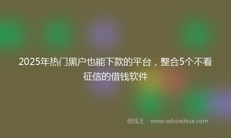 2025年热门黑户也能下款的平台，整合5个不看征信的借钱软件