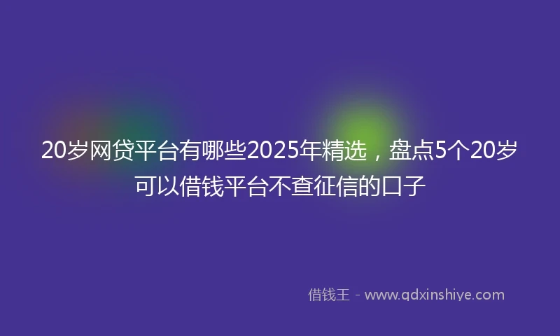 20岁网贷平台有哪些2025年精选，盘点5个20岁可以借钱平台不查征信的口子