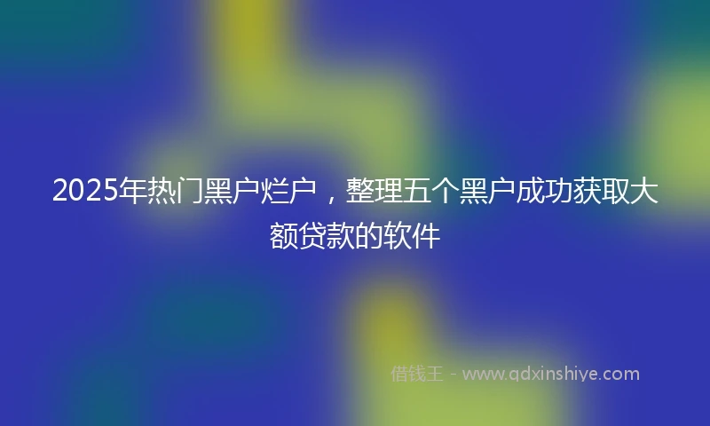 2025年热门黑户烂户，整理五个黑户成功获取大额贷款的软件