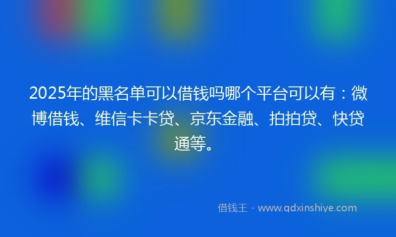 2025年的黑名单可以借钱吗哪个平台可以有：微博借钱、维信卡卡贷、京东金融、拍拍贷、快贷通等。