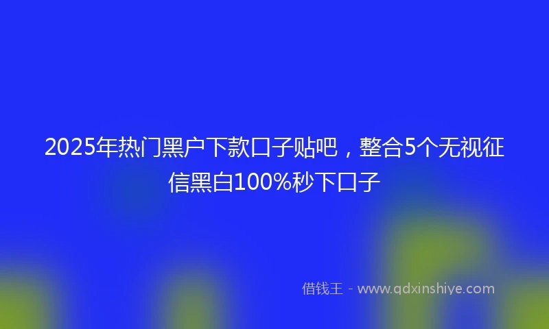 2025年热门黑户下款口子贴吧，整合5个无视征信黑白100%秒下口子