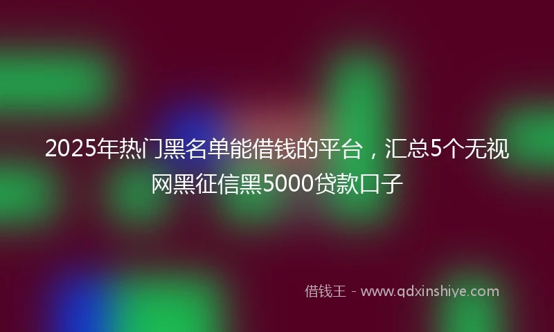 2025年热门黑名单能借钱的平台，汇总5个无视网黑征信黑5000贷款口子