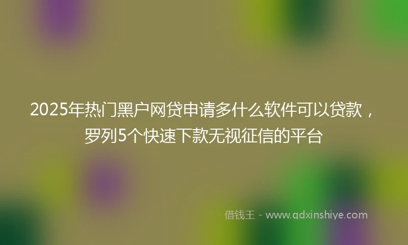 2025年热门黑户网贷申请多什么软件可以贷款，罗列5个快速下款无视征信的平台