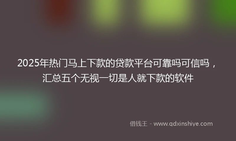 2025年热门马上下款的贷款平台可靠吗可信吗，汇总五个无视一切是人就下款的软件