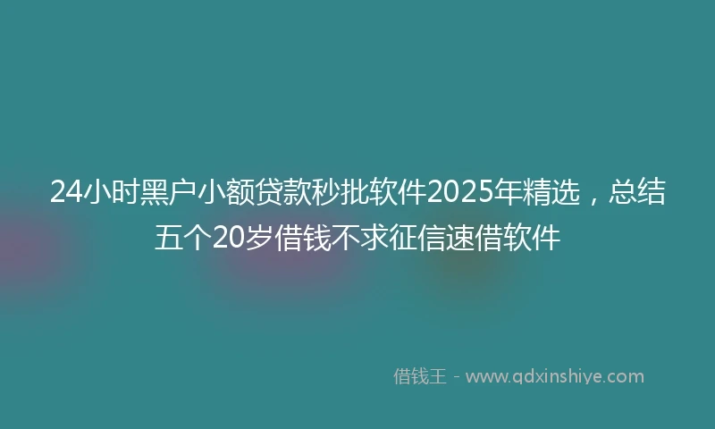 24小时黑户小额贷款秒批软件2025年精选，总结五个20岁借钱不求征信速借软件