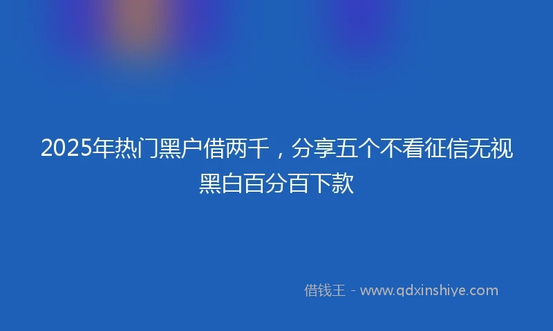 2025年热门黑户借两千，分享五个不看征信无视黑白百分百下款