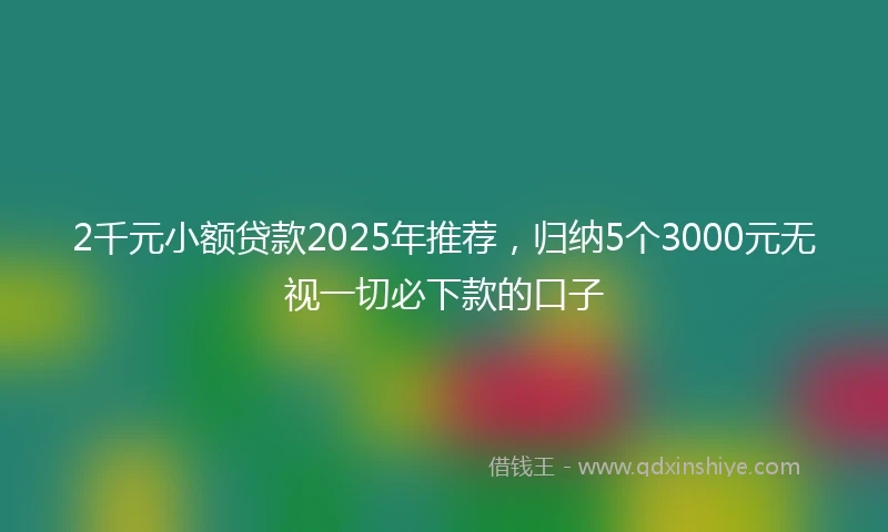 2千元小额贷款2025年推荐，归纳5个3000元无视一切必下款的口子