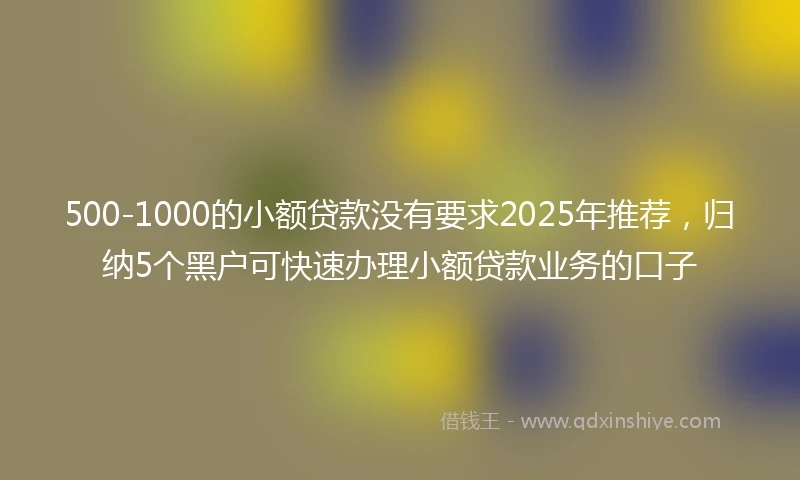 500-1000的小额贷款没有要求2025年推荐，归纳5个黑户可快速办理小额贷款业务的口子