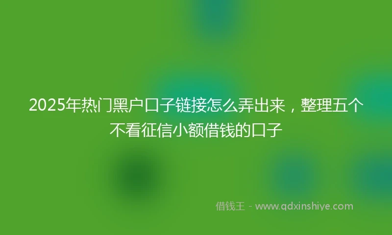 2025年热门黑户口子链接怎么弄出来，整理五个不看征信小额借钱的口子