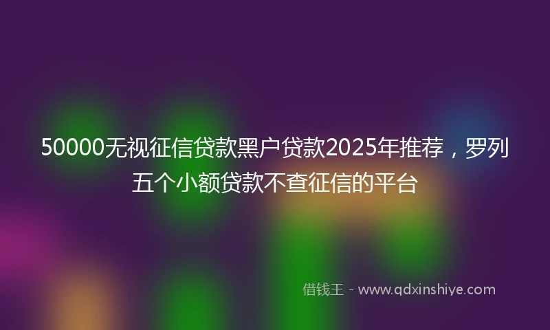50000无视征信贷款黑户贷款2025年推荐，罗列五个小额贷款不查征信的平台