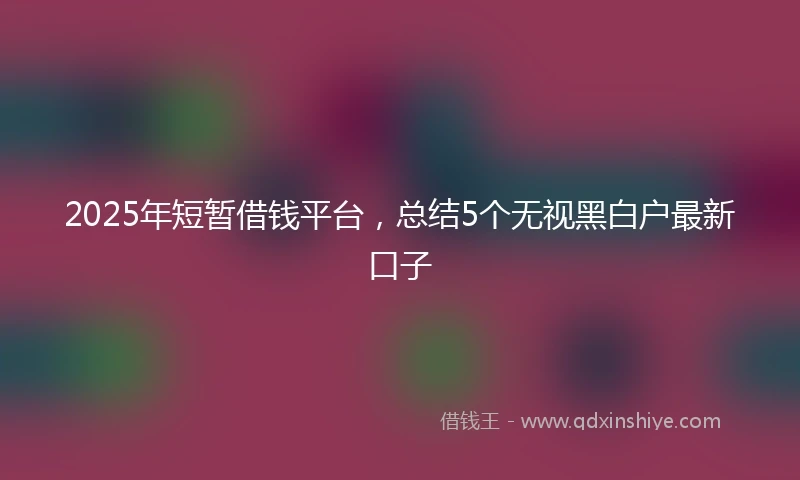 2025年短暂借钱平台，总结5个无视黑白户最新口子