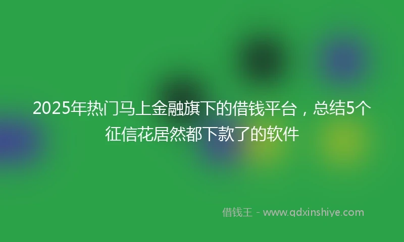 2025年热门马上金融旗下的借钱平台，总结5个征信花居然都下款了的软件