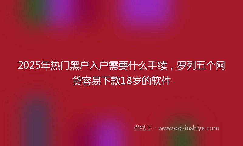 2025年热门黑户入户需要什么手续，罗列五个网贷容易下款18岁的软件