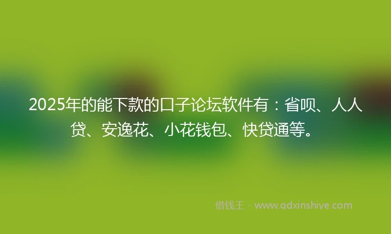 2025年的能下款的口子论坛软件有：省呗、人人贷、安逸花、小花钱包、快贷通等。