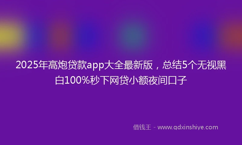 2025年高炮贷款app大全最新版，总结5个无视黑白100%秒下网贷小额夜间口子