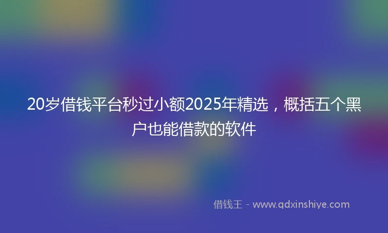 20岁借钱平台秒过小额2025年精选，概括五个黑户也能借款的软件