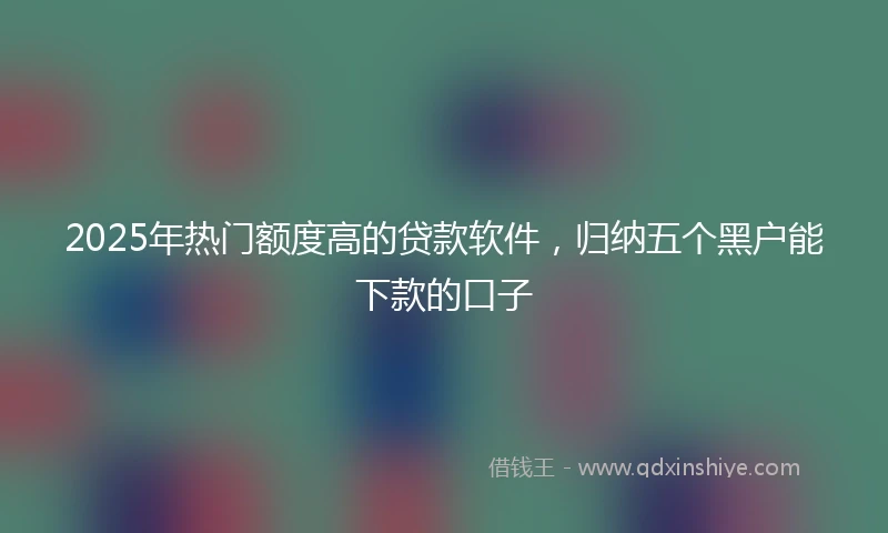 2025年热门额度高的贷款软件，归纳五个黑户能下款的口子