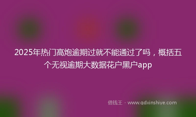 2025年热门高炮逾期过就不能通过了吗，概括五个无视逾期大数据花户黑户app