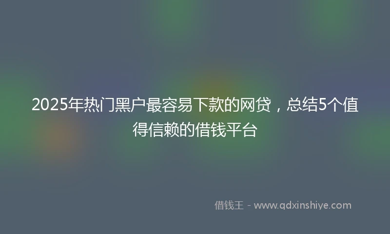 2025年热门黑户最容易下款的网贷，总结5个值得信赖的借钱平台