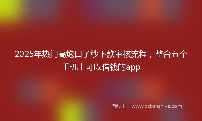 2025年热门高炮口子秒下款审核流程，整合五个手机上可以借钱的app