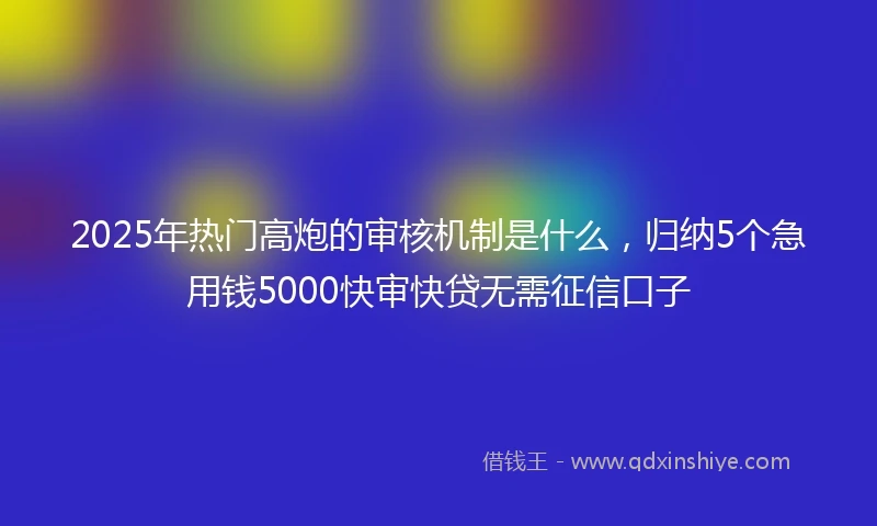 2025年热门高炮的审核机制是什么，归纳5个急用钱5000快审快贷无需征信口子