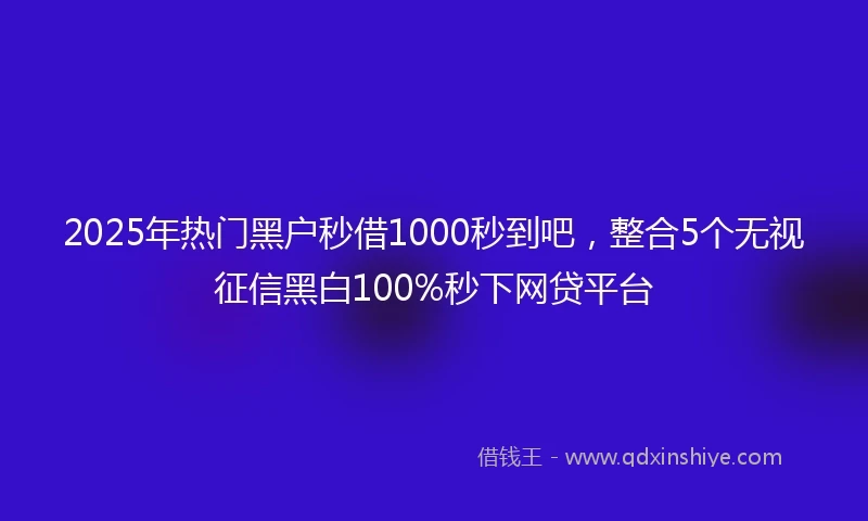 2025年热门黑户秒借1000秒到吧，整合5个无视征信黑白100%秒下网贷平台
