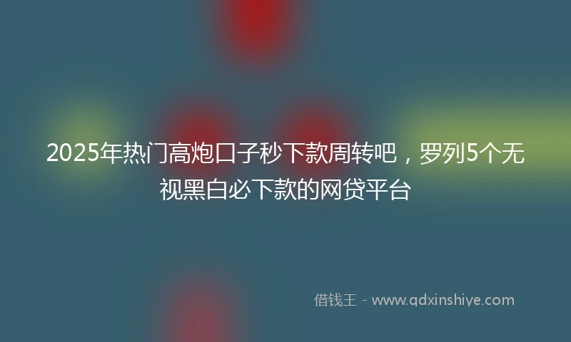 2025年热门高炮口子秒下款周转吧，罗列5个无视黑白必下款的网贷平台