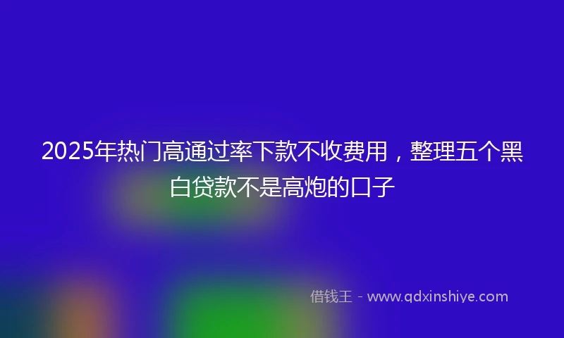 2025年热门高通过率下款不收费用，整理五个黑白贷款不是高炮的口子
