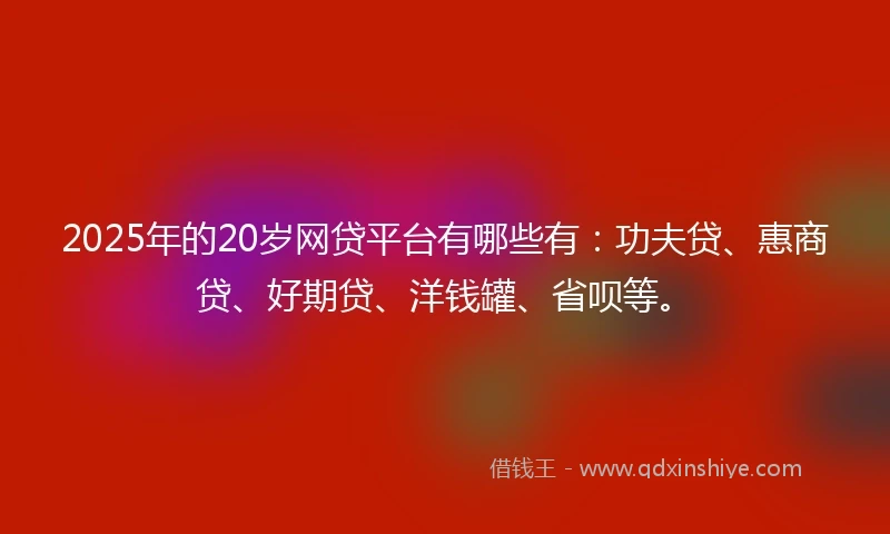 2025年的20岁网贷平台有哪些有：功夫贷、惠商贷、好期贷、洋钱罐、省呗等。