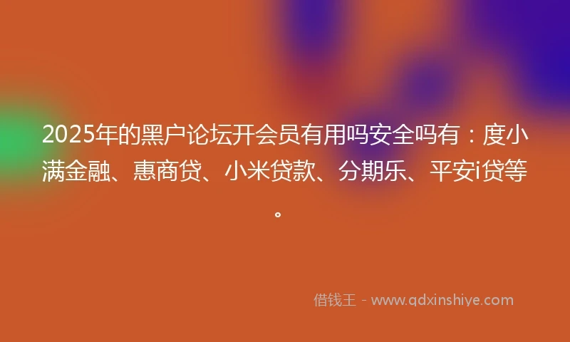 2025年的黑户论坛开会员有用吗安全吗有：度小满金融、惠商贷、小米贷款、分期乐、平安i贷等。